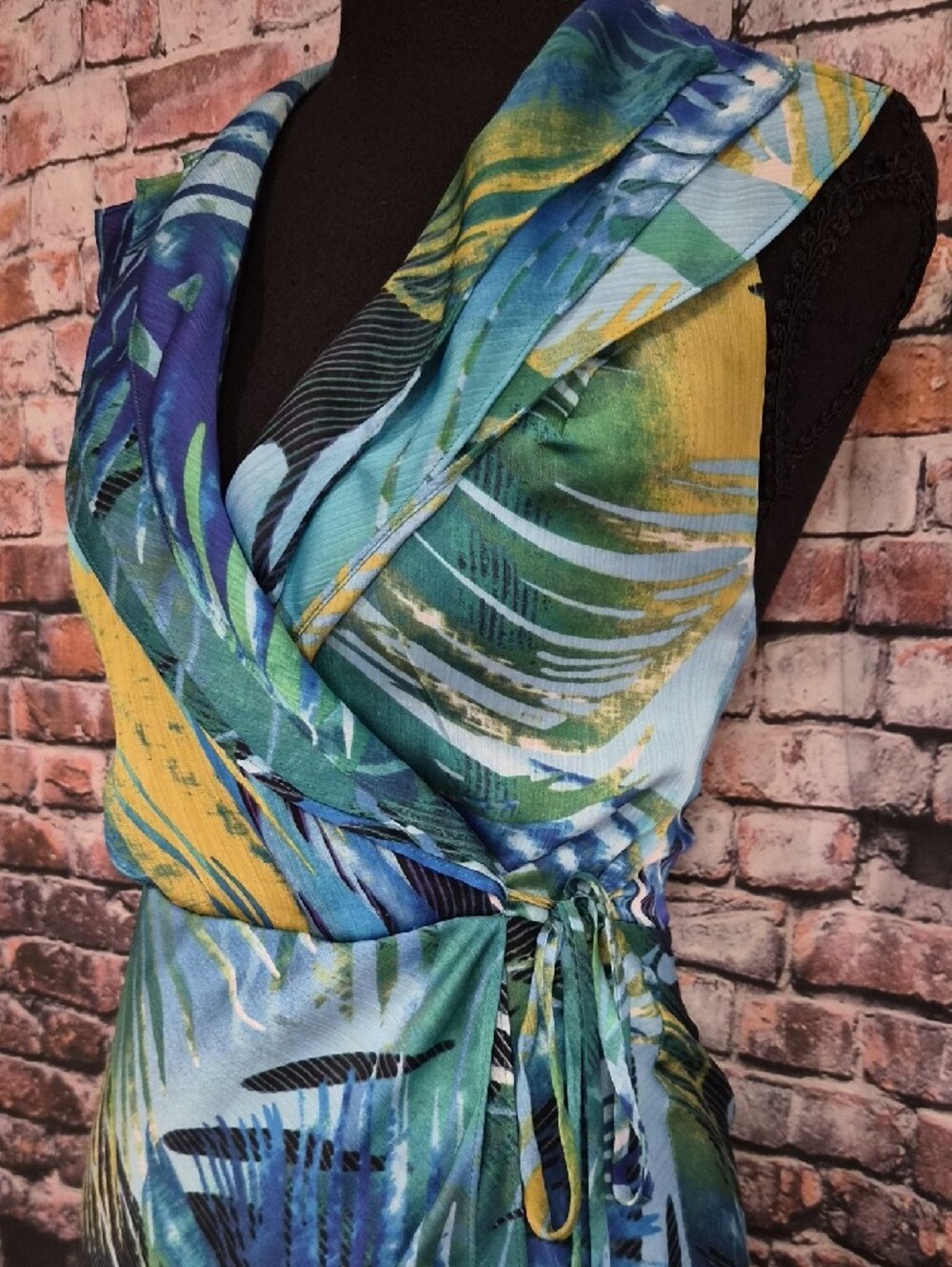 Cache Blue & Yellow Tropical Wrap Maxi Dress - Picture 6 of 9